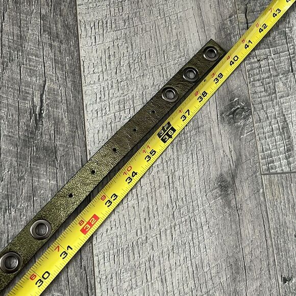 Marlon Vera Pelle Metallic Green Black Leather Belt Italy Sz 85 NWT main image 8